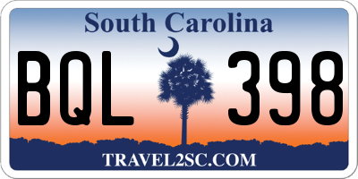 SC license plate BQL398