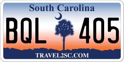 SC license plate BQL405