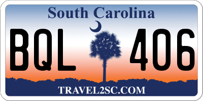 SC license plate BQL406