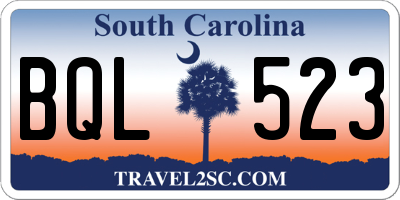 SC license plate BQL523
