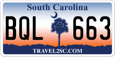 SC license plate BQL663