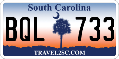 SC license plate BQL733