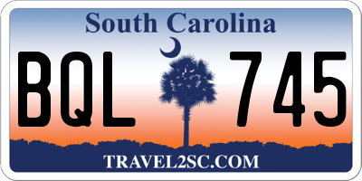 SC license plate BQL745