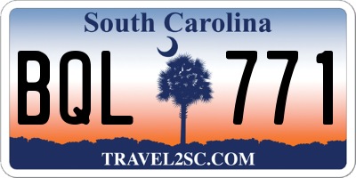 SC license plate BQL771