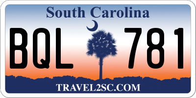 SC license plate BQL781