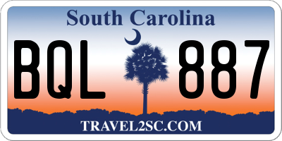SC license plate BQL887