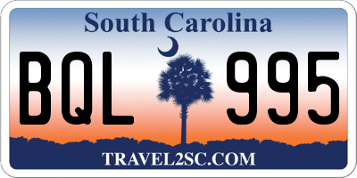SC license plate BQL995