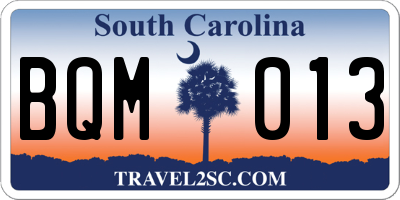 SC license plate BQM013