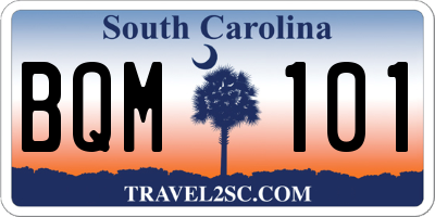 SC license plate BQM101