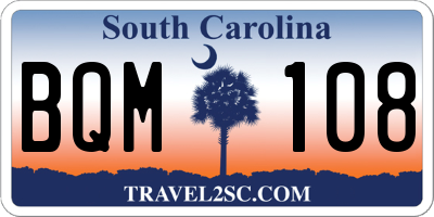 SC license plate BQM108