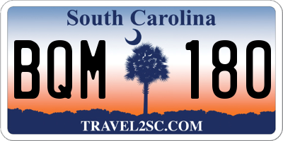 SC license plate BQM180
