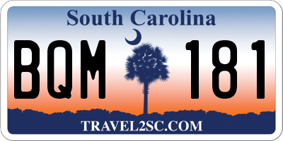 SC license plate BQM181