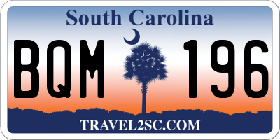 SC license plate BQM196