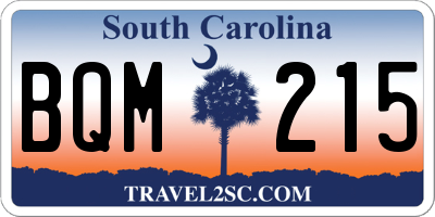 SC license plate BQM215