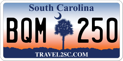 SC license plate BQM250