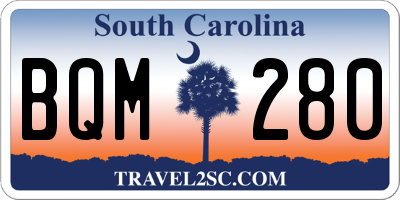 SC license plate BQM280