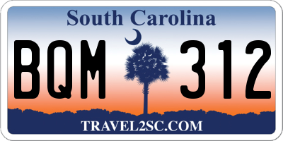 SC license plate BQM312