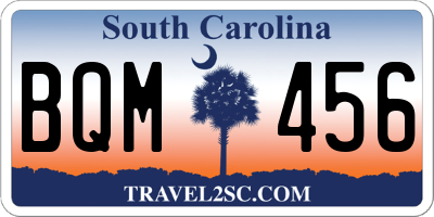 SC license plate BQM456