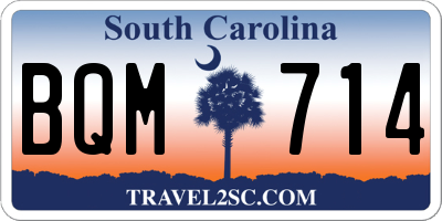 SC license plate BQM714