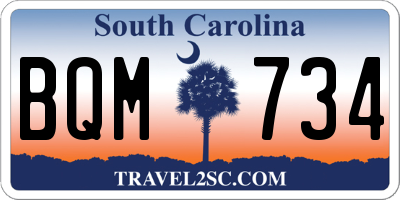 SC license plate BQM734