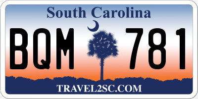 SC license plate BQM781