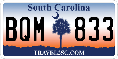 SC license plate BQM833