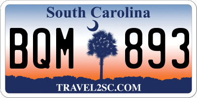 SC license plate BQM893