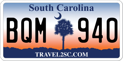 SC license plate BQM940