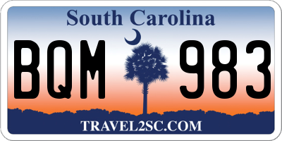 SC license plate BQM983