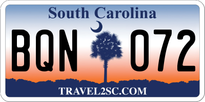 SC license plate BQN072