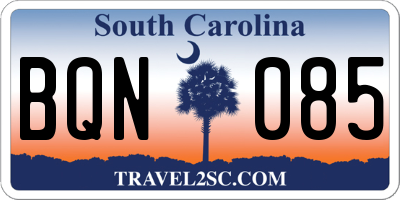 SC license plate BQN085