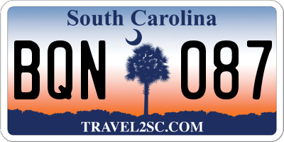 SC license plate BQN087