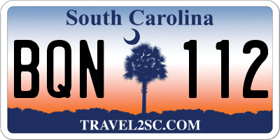 SC license plate BQN112