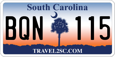 SC license plate BQN115