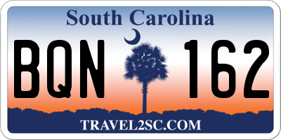 SC license plate BQN162