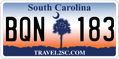 SC license plate BQN183