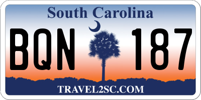 SC license plate BQN187