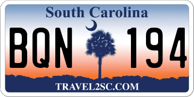 SC license plate BQN194