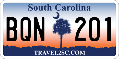 SC license plate BQN201