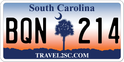 SC license plate BQN214