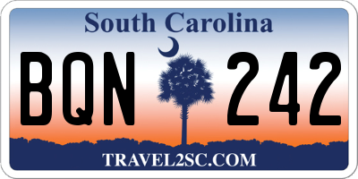 SC license plate BQN242