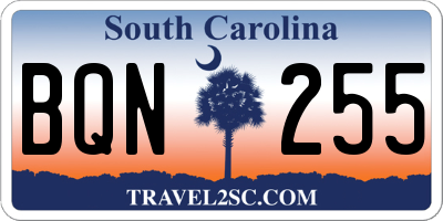 SC license plate BQN255
