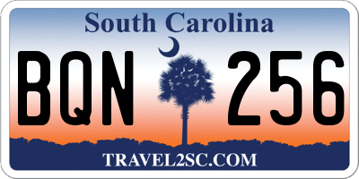 SC license plate BQN256