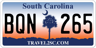 SC license plate BQN265
