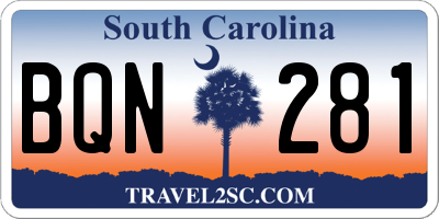 SC license plate BQN281
