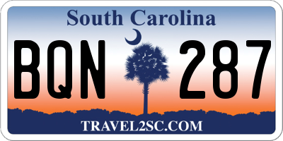 SC license plate BQN287