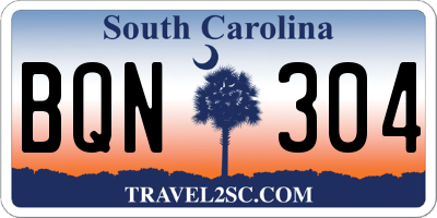 SC license plate BQN304