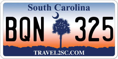 SC license plate BQN325