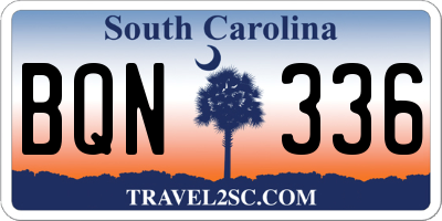 SC license plate BQN336