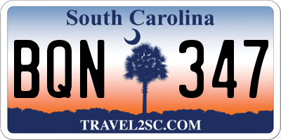 SC license plate BQN347